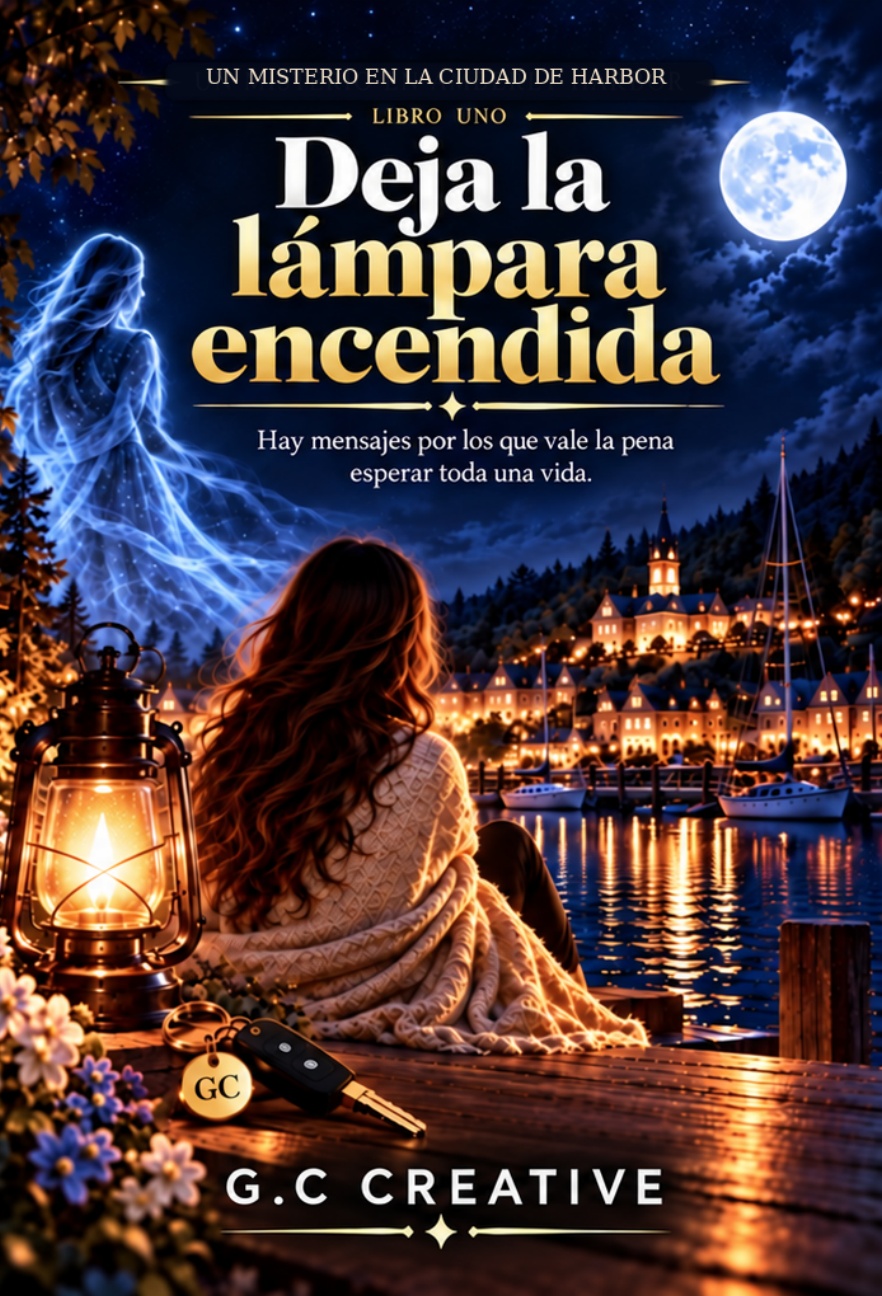 Portada de Deja la lámpara encendida, novela de misterio con fantasmas de G.C Creative
